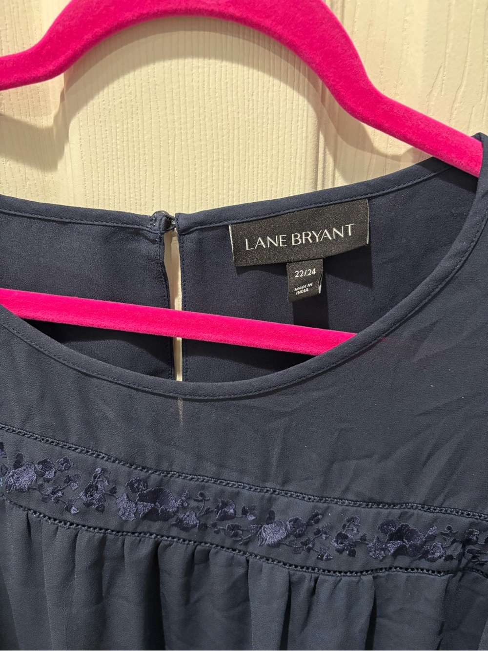 Lane Bryant Navy Long-Sleeve Peasant Blouse - Picture 3 of 4